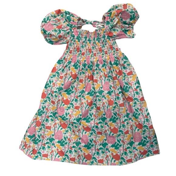 Smockingbird Smocked Girl’s Floral Spring Puff Sleeve Dress - Picture 1 of 8